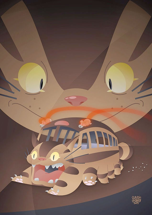 Totoro's Nekobus fan art - Illustration by Claudio Bandoli