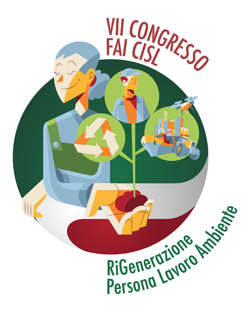 FAI CISL conference logo - Illustration by Claudio Bandoli