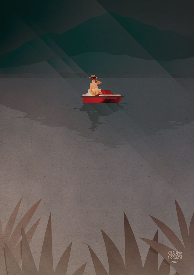 Man on pedal boat - Illustration by Claudio Bandoli