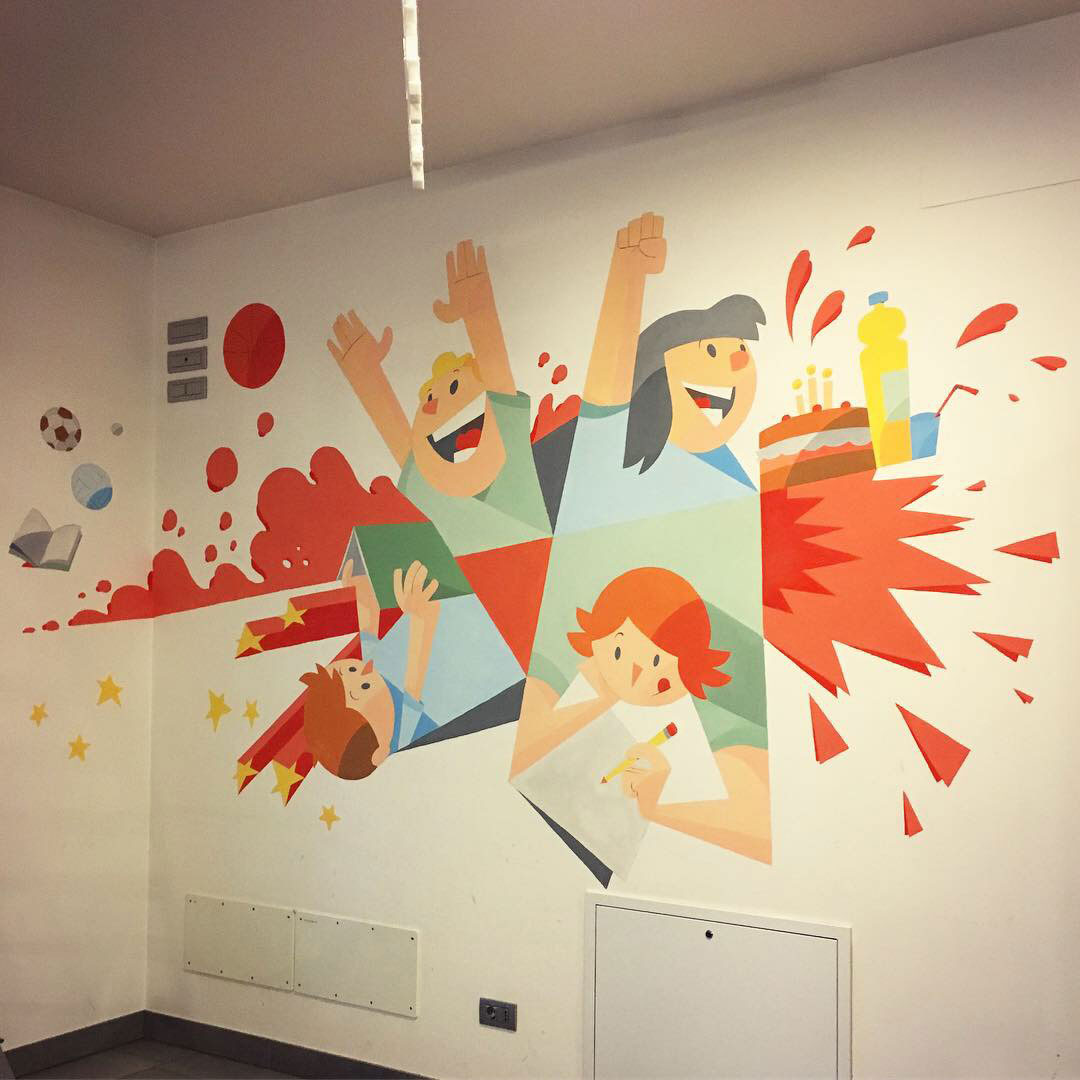Games corner in oratory - Wallpainting by Claudio Bandoli