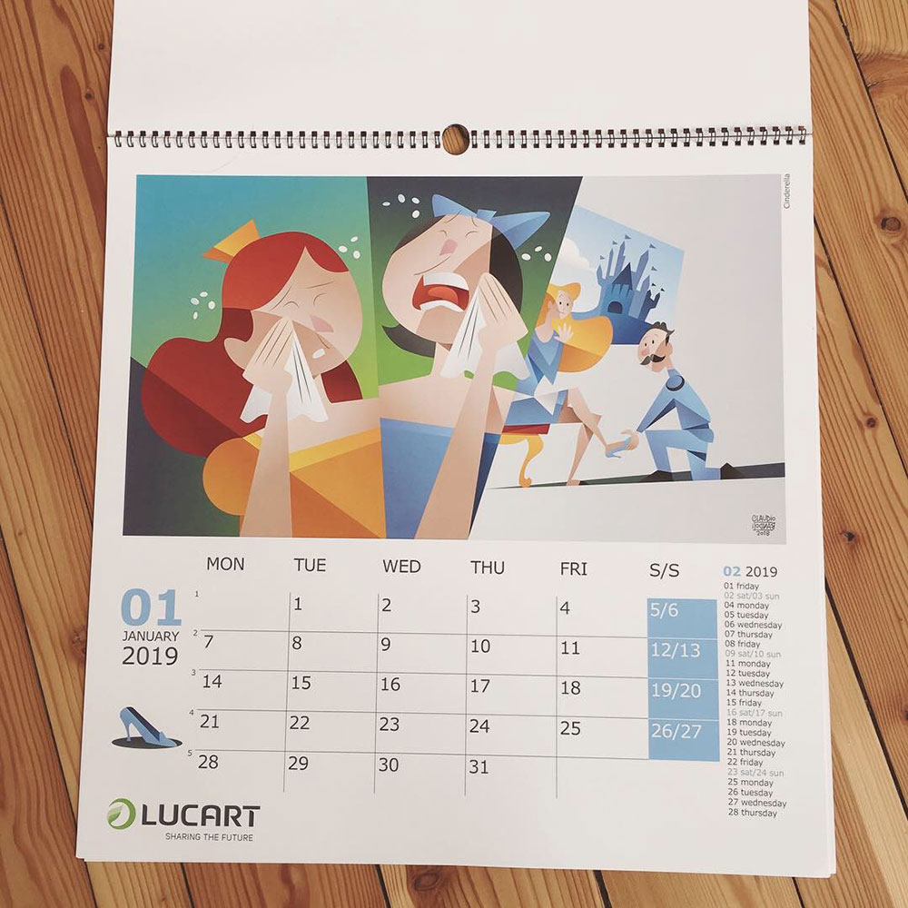 Lucart 2019 calendar - Illustration by Claudio Bandoli
