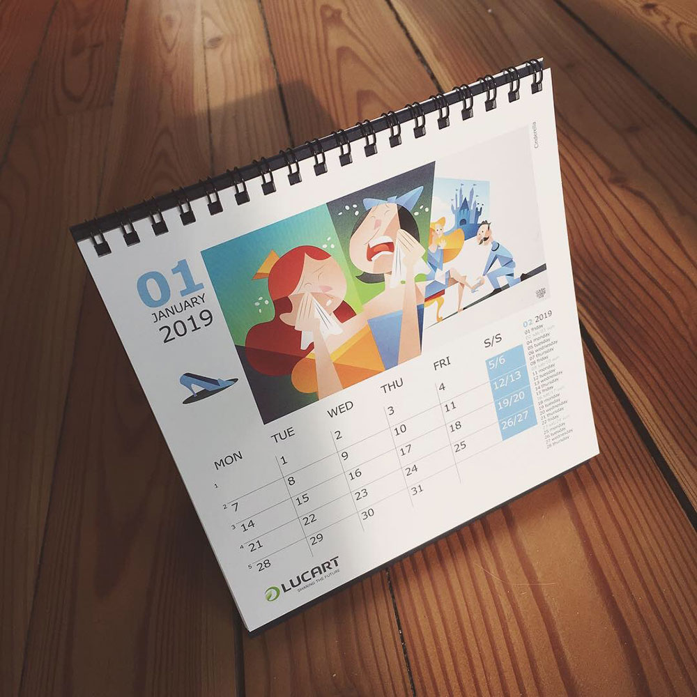 Lucart 2019 calendar - Illustration by Claudio Bandoli