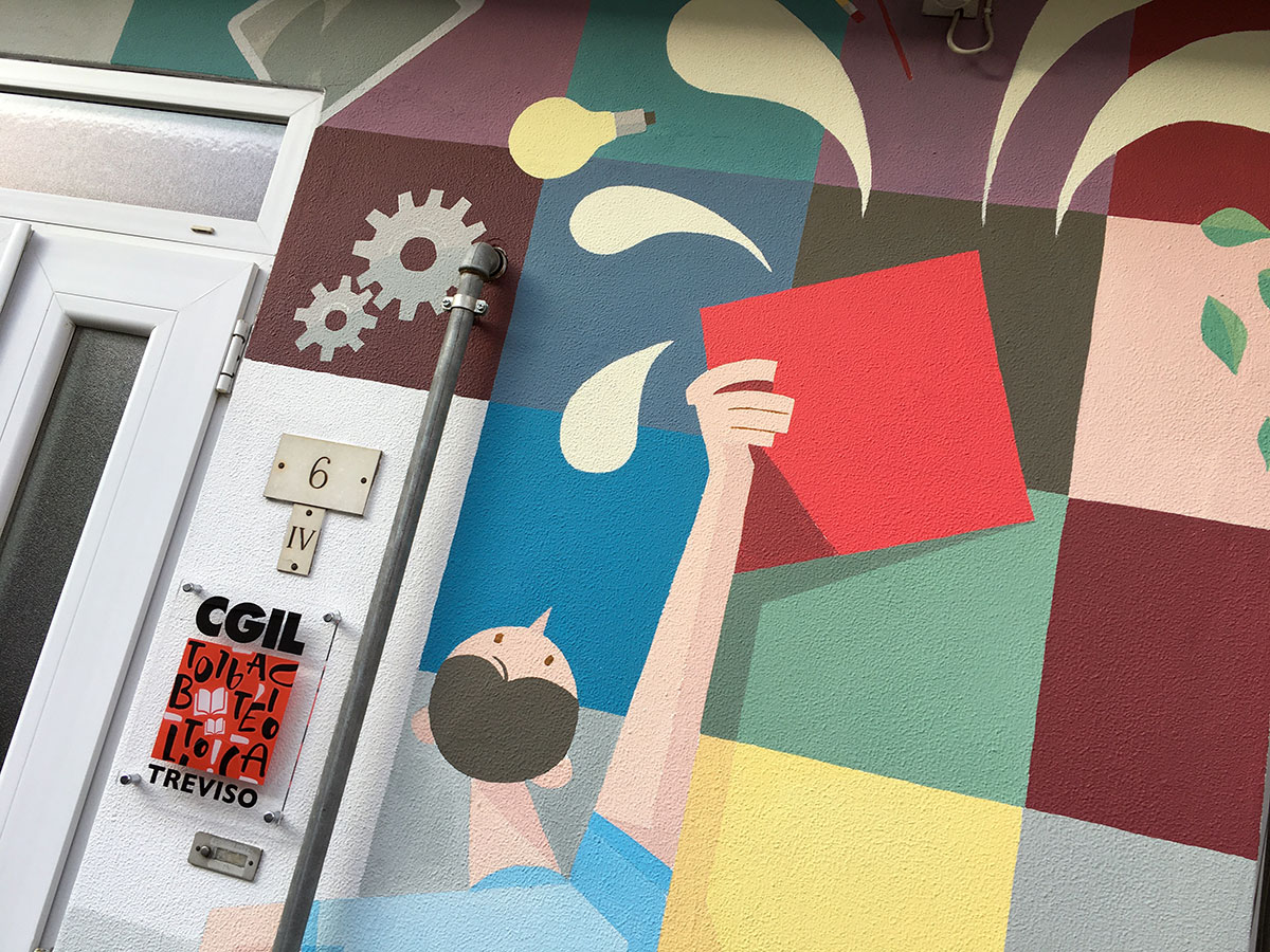 CGIL Treviso Library - Wallpainting by Claudio Bandoli