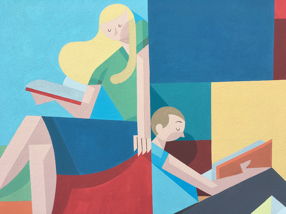 CGIL Treviso Library - Wallpainting by Claudio Bandoli