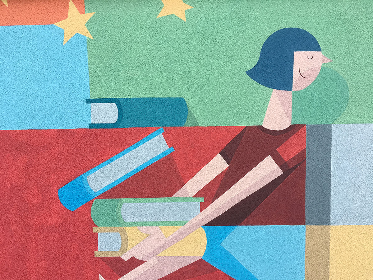 CGIL Treviso Library - Wallpainting by Claudio Bandoli